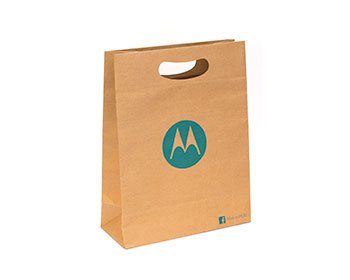 Bolsa de papel ecológico reciclado con asa troquelada