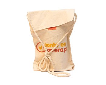 Bolsa de tela tocuyo ecológica con estampado y asa de soguilla